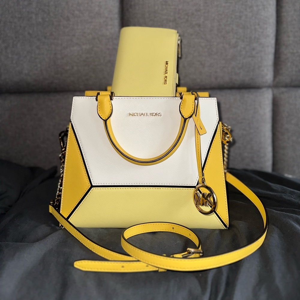 Michael Kors Yellow Color Block Purse + Wallet